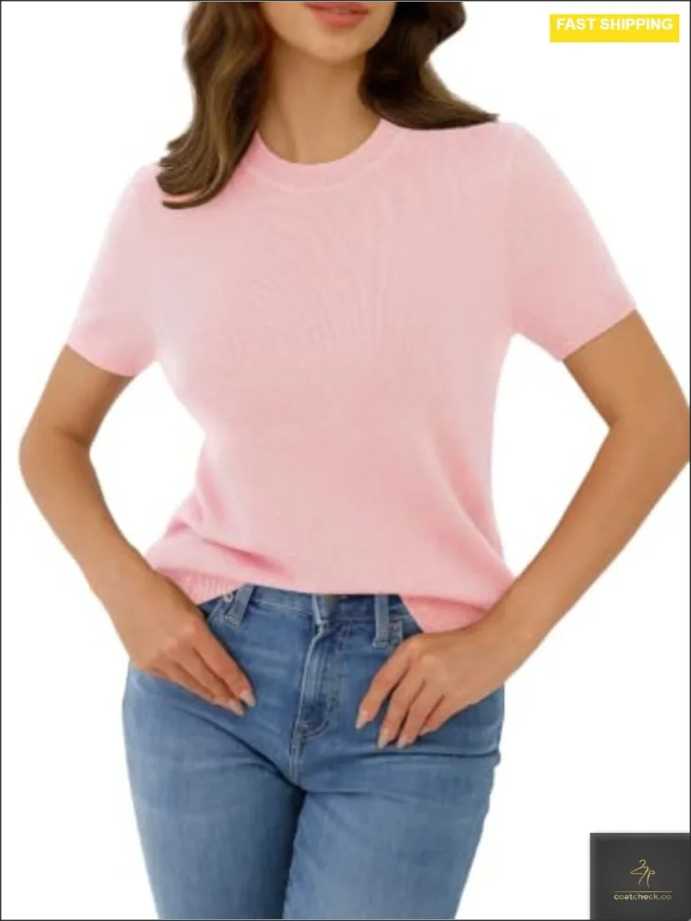 Soft Wool Blend Knit Short Sleeve Sweater Pullover Casual